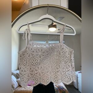 H&M Beige Crochet Lace Top